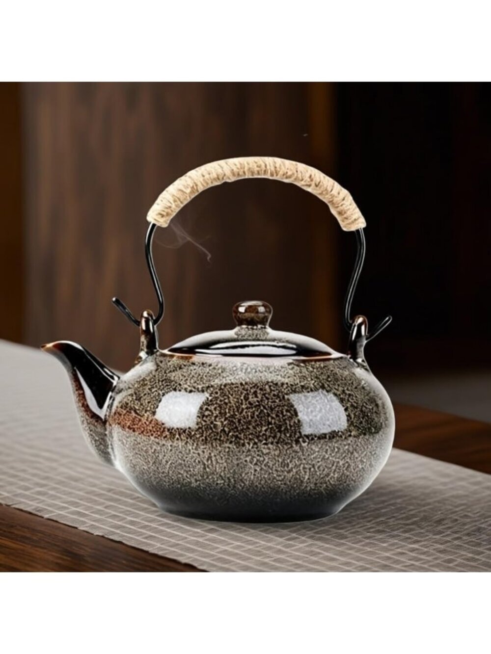Gray Japanese Ceramic Kitchen Teapot with Infuser 25 OZ/750ml Stainless Filter - Picture 5 of 5